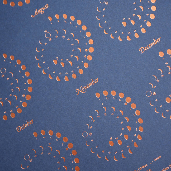 Margins Imprint 2025 Moon Phase Calendar, Detail