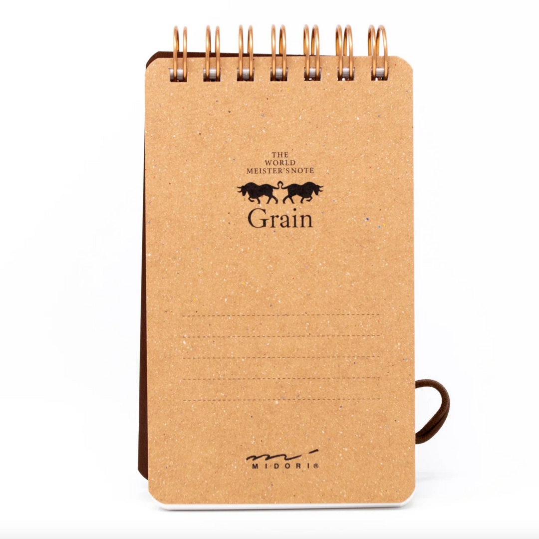 Midori Grain Leather Wire-Bound Notebook, Memo Pad, Back Cover