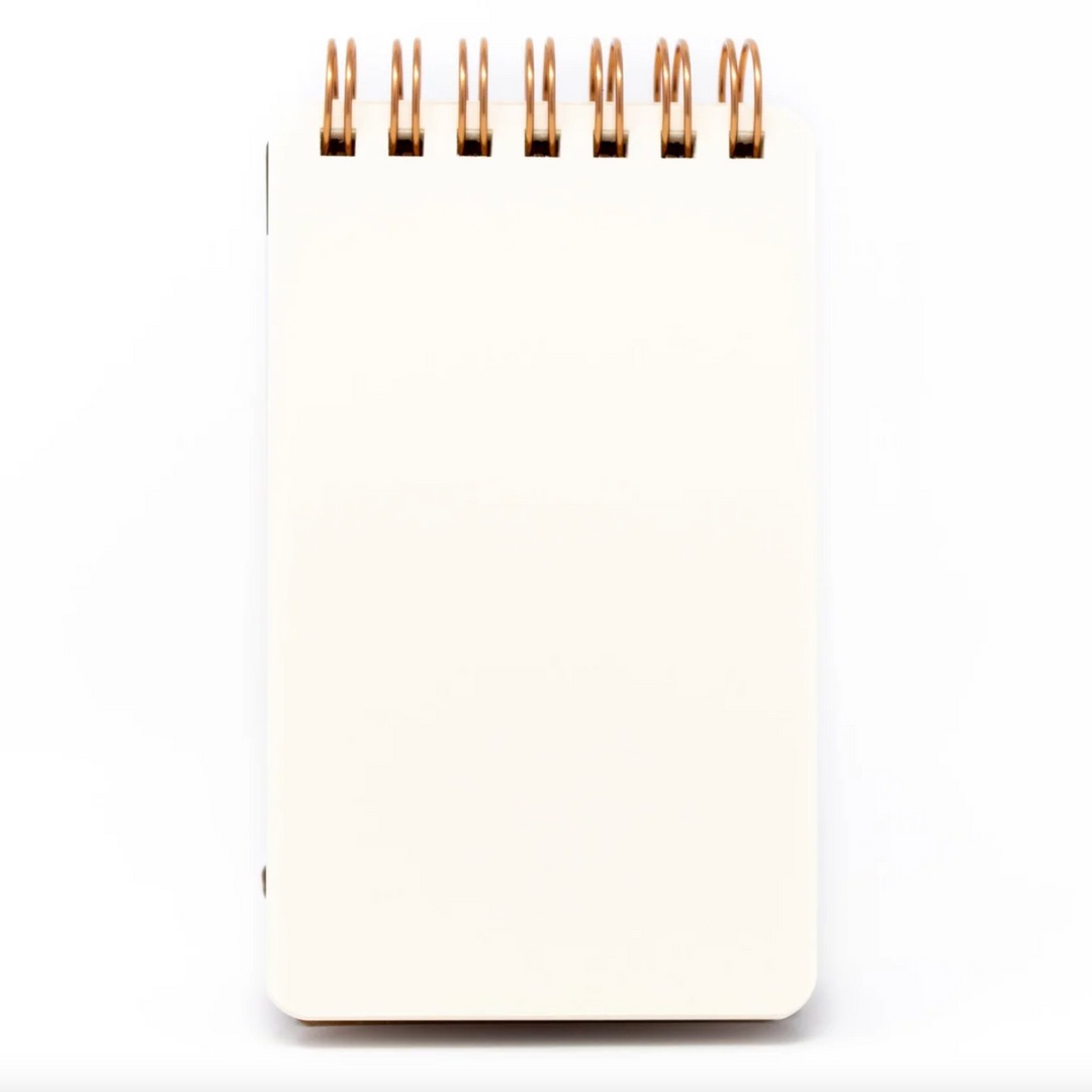 Midori Grain Leather Wire-Bound Notebook, Memo Pad, Cream Blank Paper