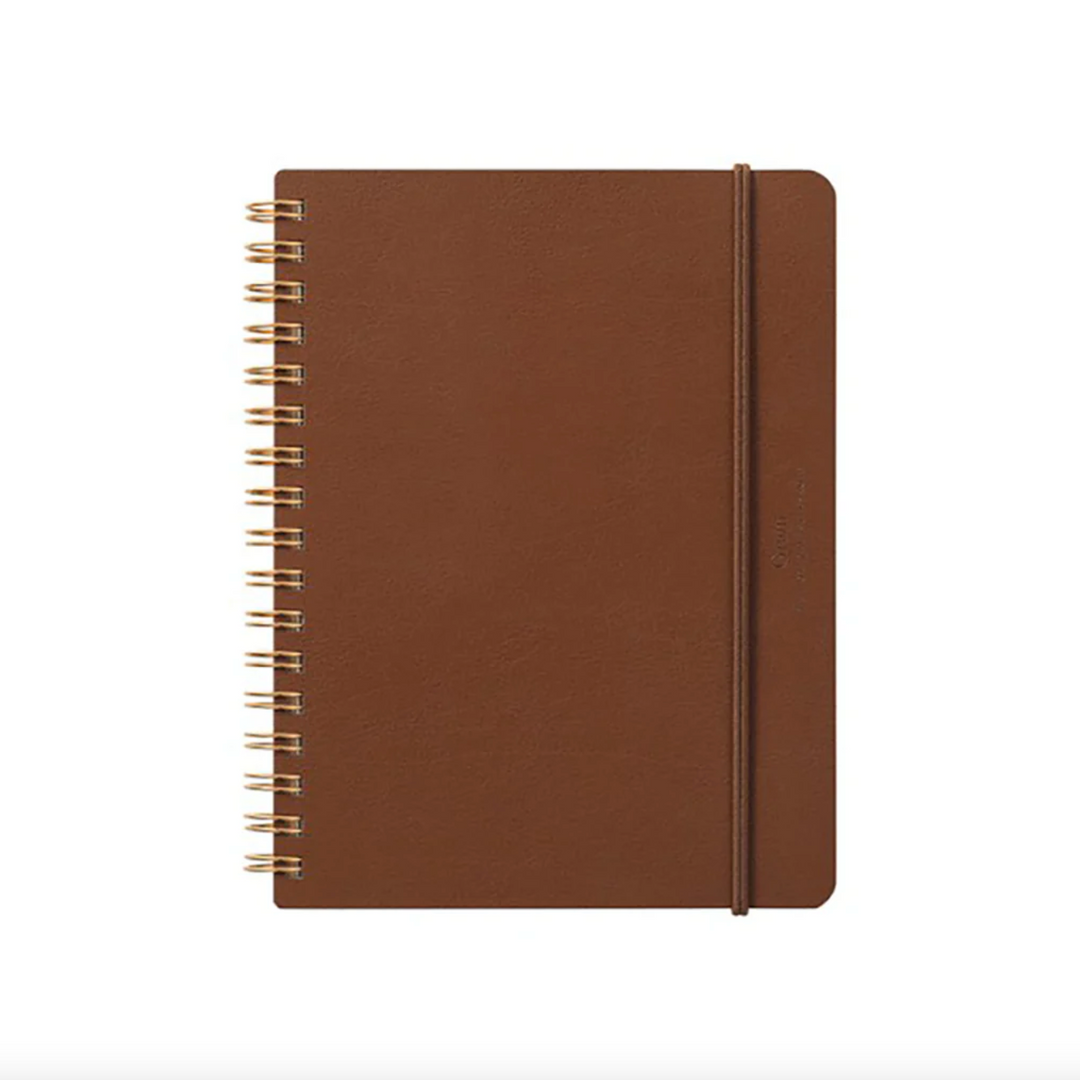 Midori Grain Leather Wire-Bound Notebook, Regular B6, Brown