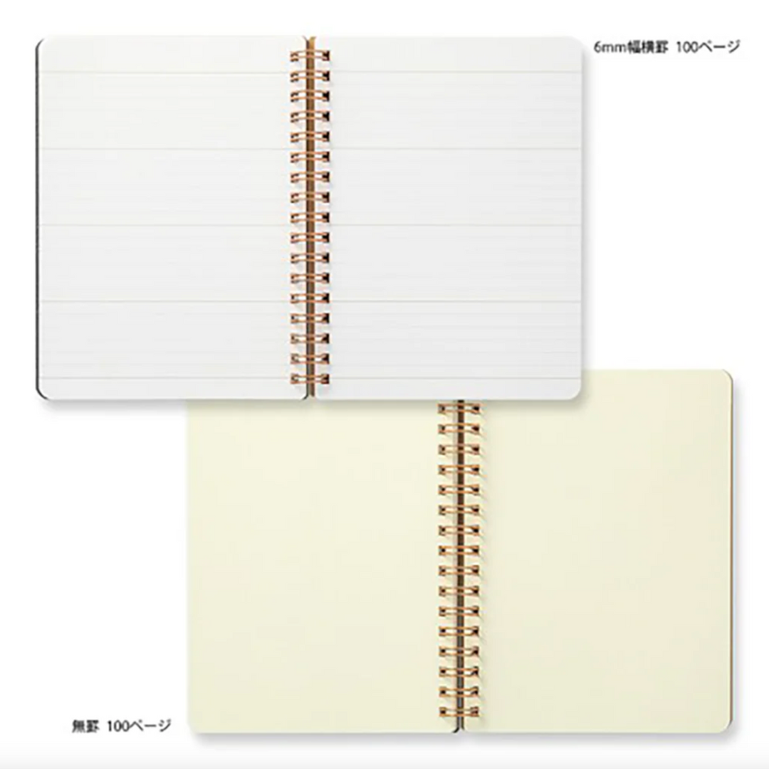 Midori Grain Leather Wire-Bound Notebook, Regular B6, Paper Detail