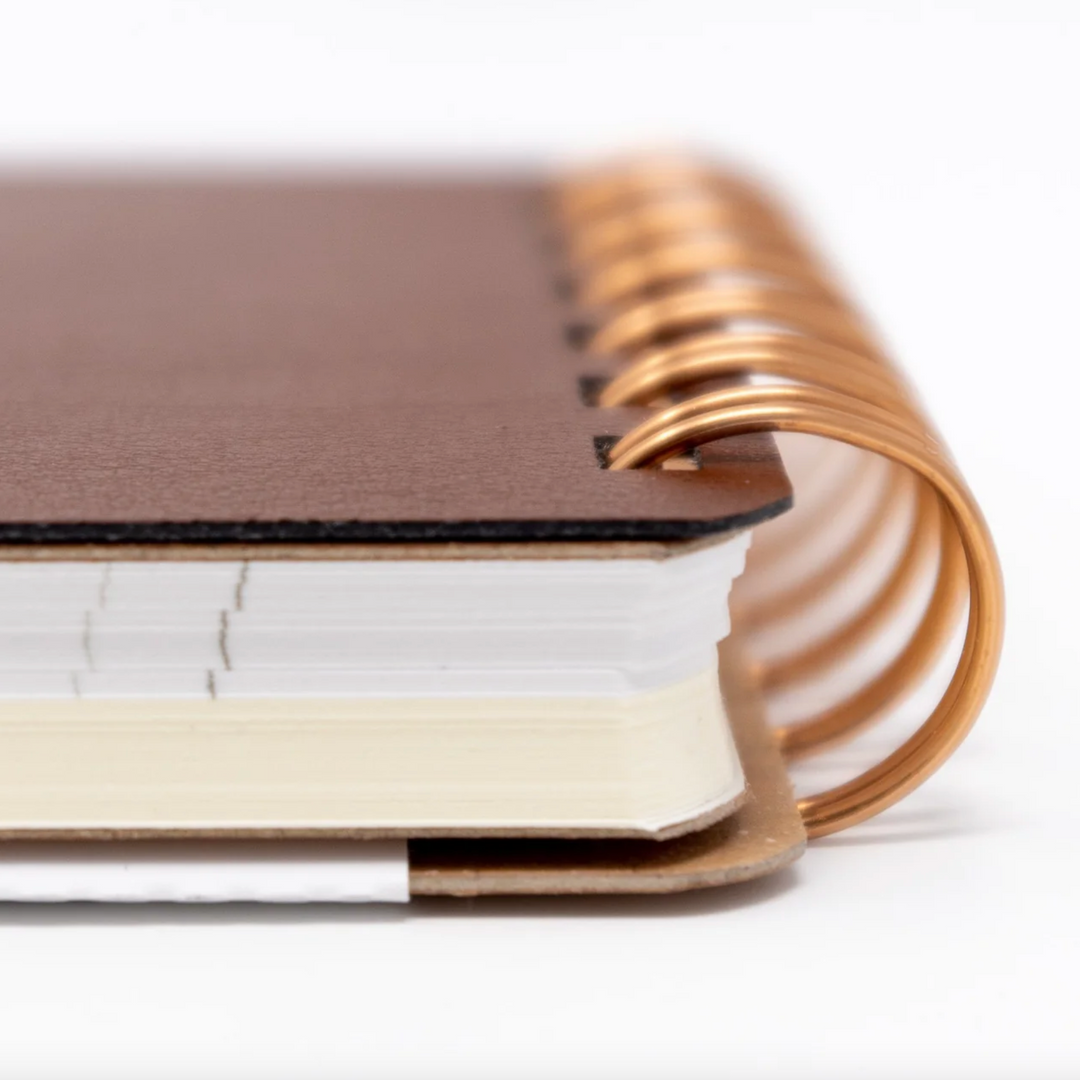 Midori Grain Leather Wire-Bound Notebook, Regular B6, Wire Binding Detail