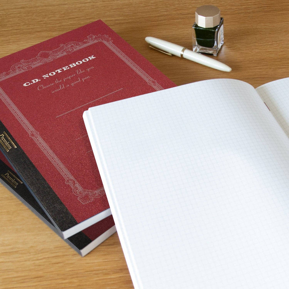 Nippon Notebook Co. Premium C.D. Notebook, Paper Detail, Red Grid