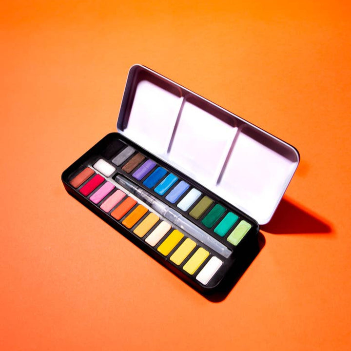 OMY Watercolor Paint Set - 24 Colors & Brush