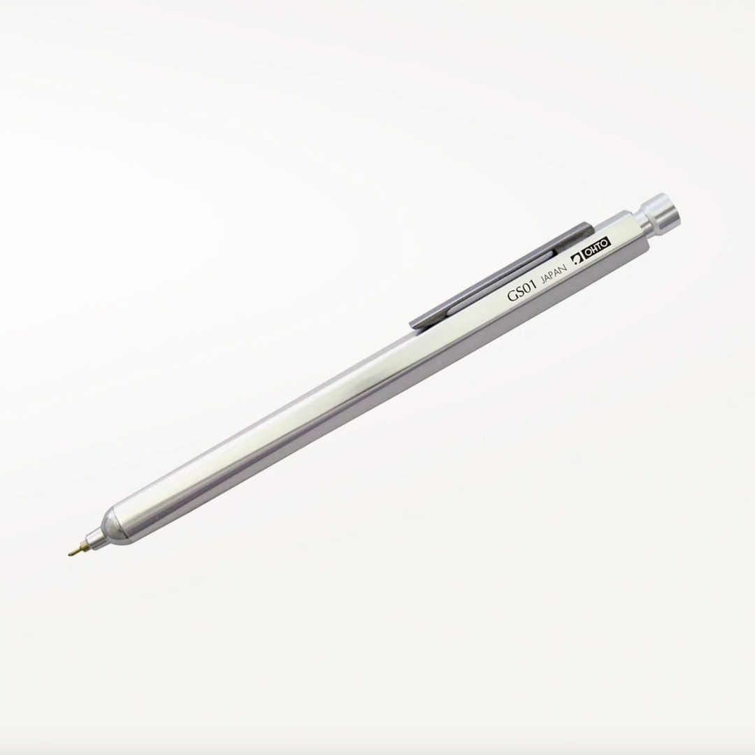 OHTO MS01 Stylo Mécanique 0,5 Mm Silver - Rétractable Avec Clip De Poche
