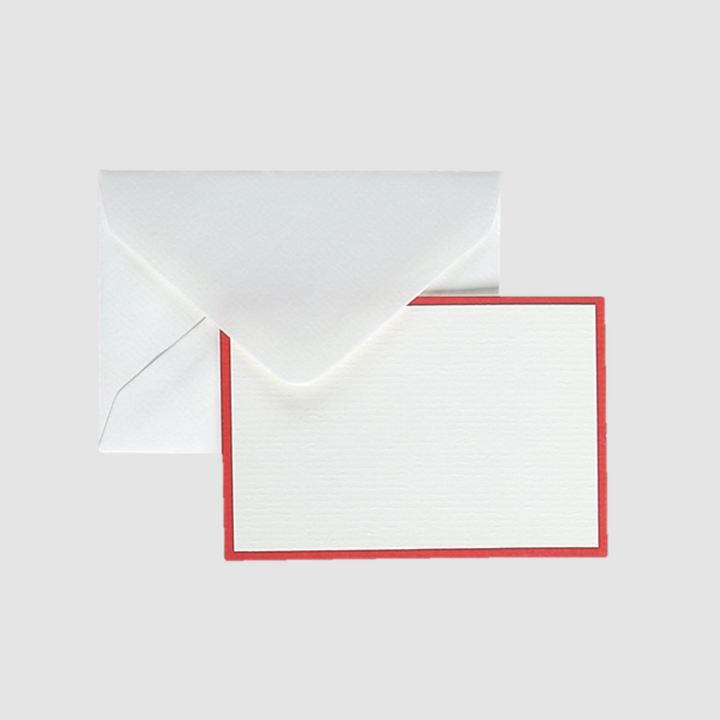 Original Crown Mill Set of Small Bi-Color Note Cards & Envelopes, White / Red