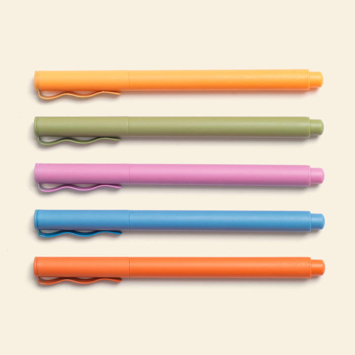 Papier Fineliners, High Energy, Set of 5 - Yellow, Green, Pink, Blue & Orange