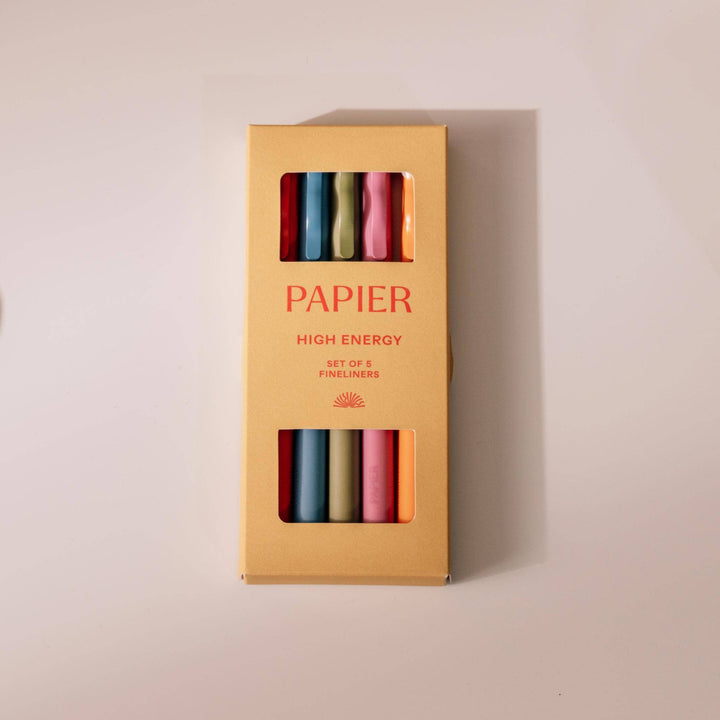Papier Fineliners, High Energy, Set of 5, Packaging