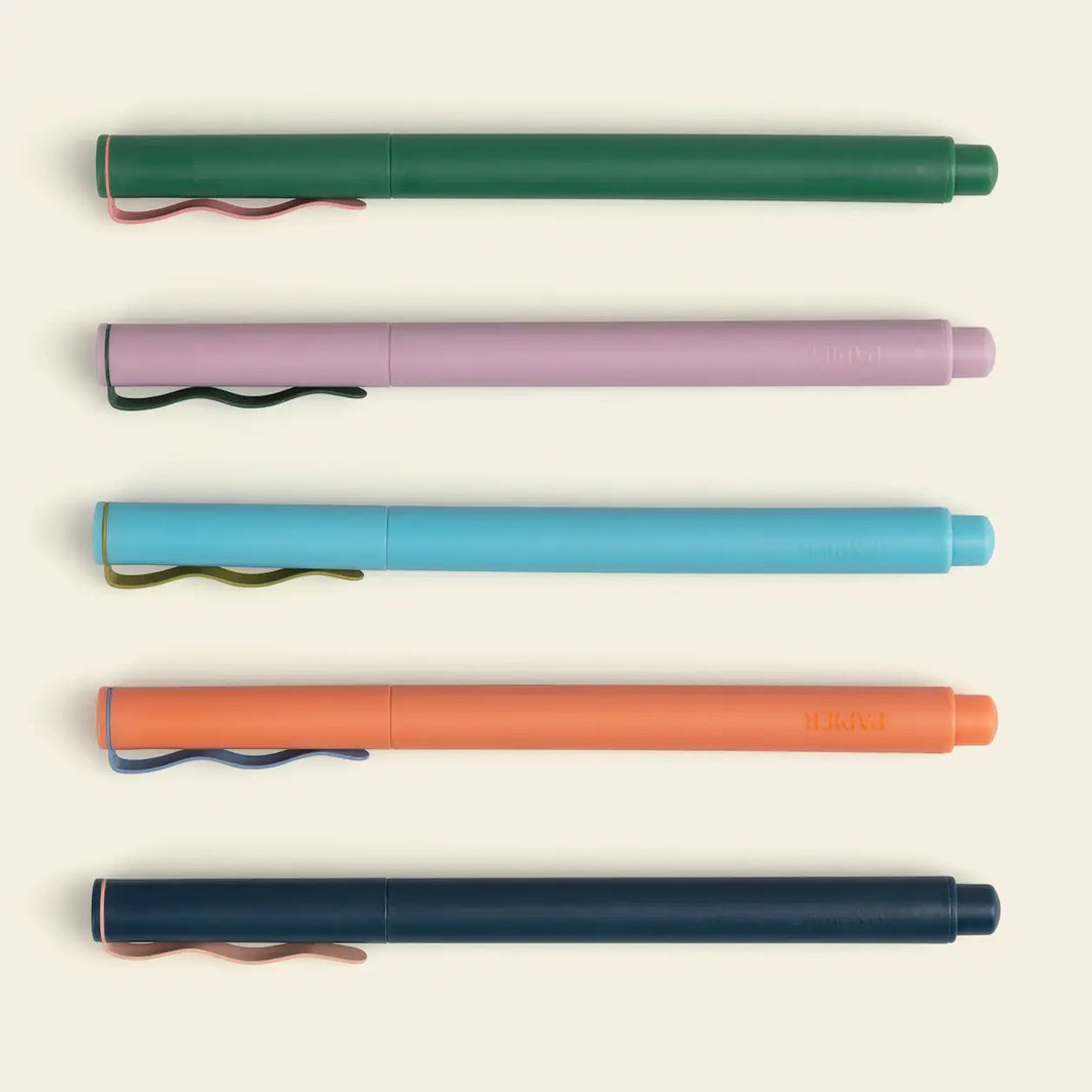 Papier Fineliners, Quintet, Set of 5 - Green, Purple, Blue, Peach & Navy
