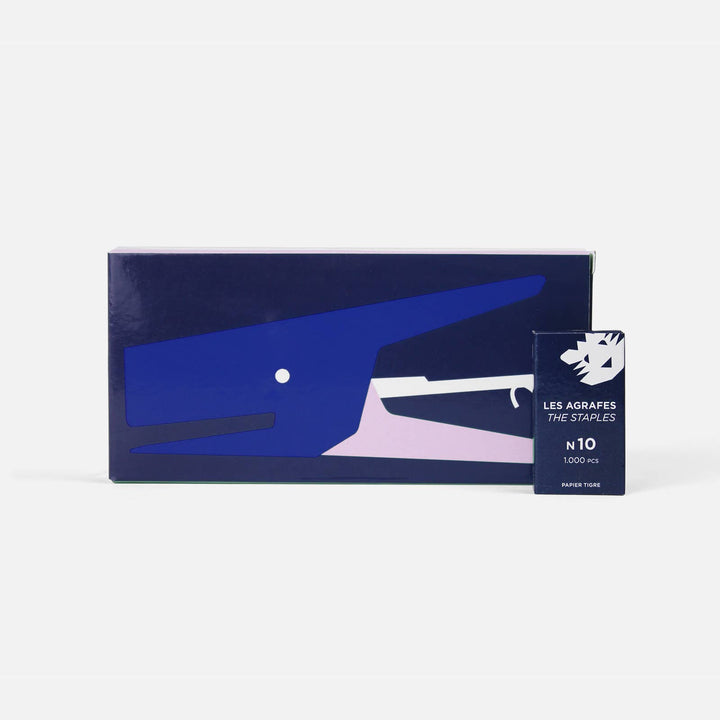 Papier Tigre Stapler, Cobalt & Rose, Package and Refill Staples
