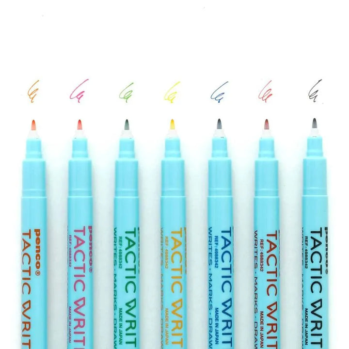 Penco Tactic Writer, Set of 7 - Bold, Water-Based Ink Marker, 0.5mm