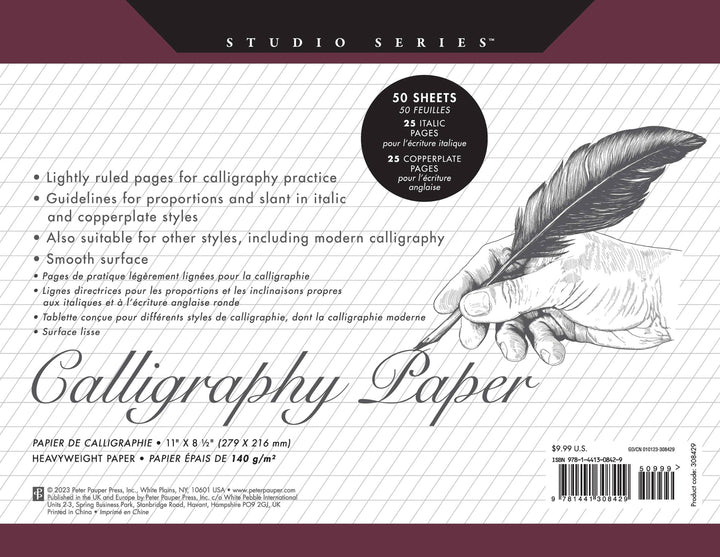 Peter Pauper Press Studio Series Calligraphy Paper Pad - 50 Pages