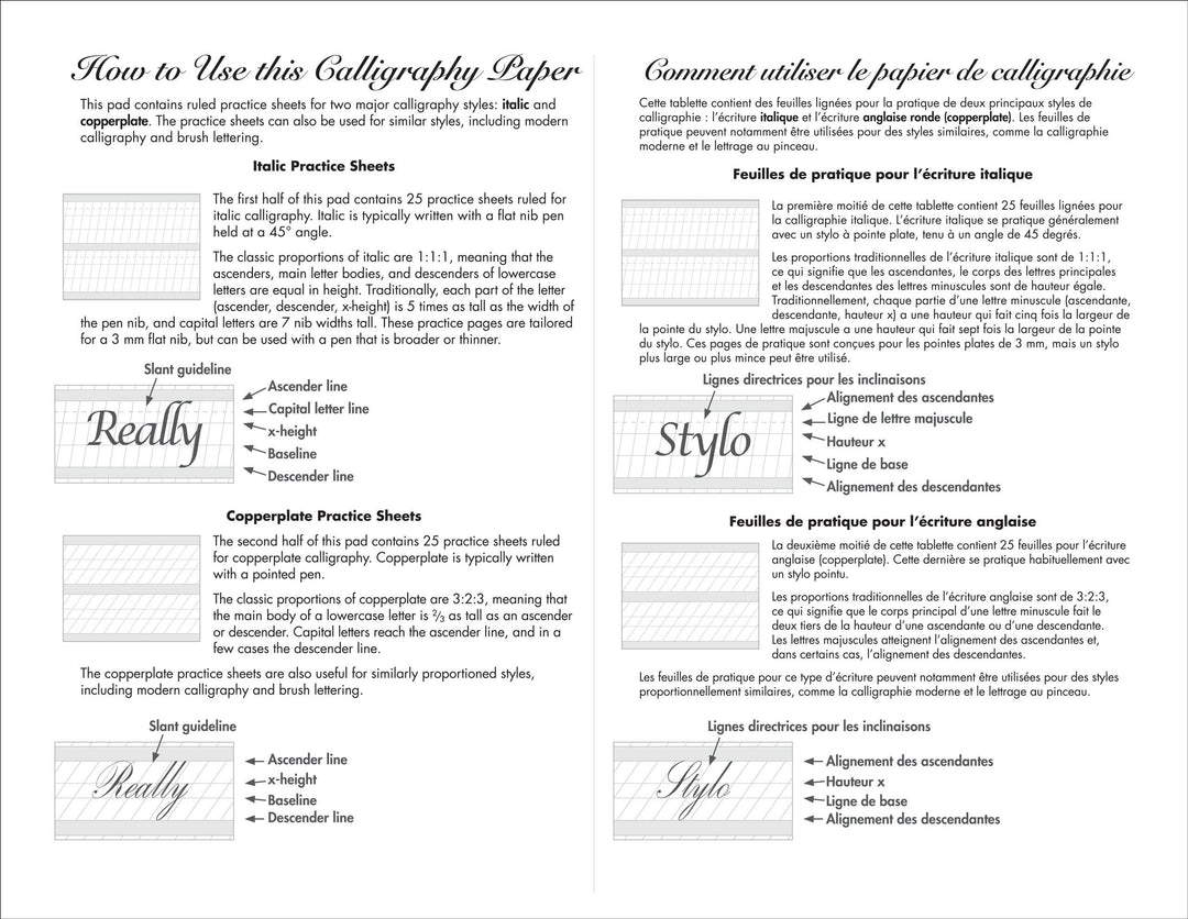 Peter Pauper Press Studio Series Calligraphy Paper Pad - Instructions