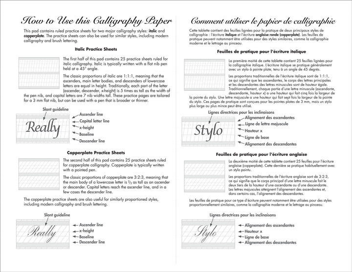 Peter Pauper Press Studio Series Calligraphy Paper Pad - Instructions