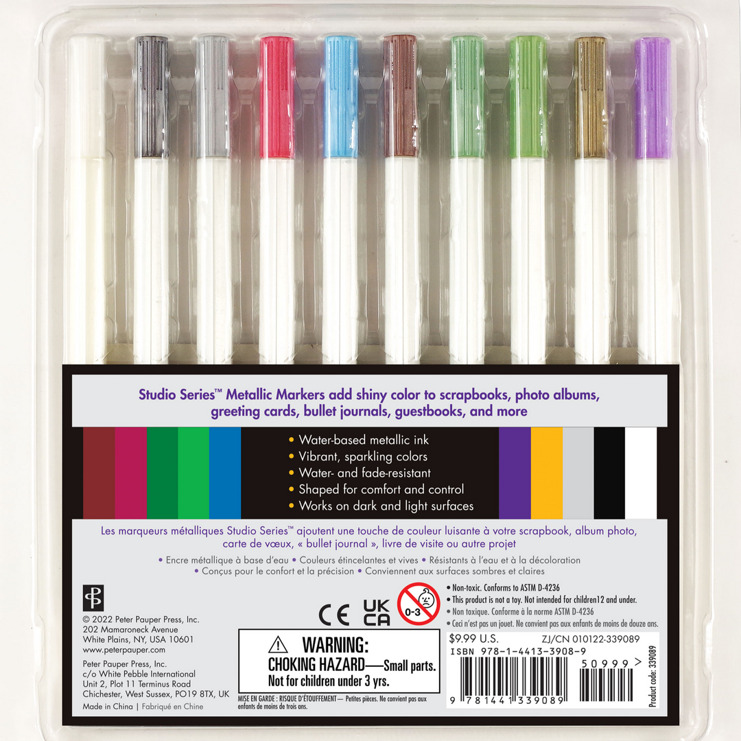 Peter Pauper Press Studio Series Metallic Markers, Set of 10, Packaging