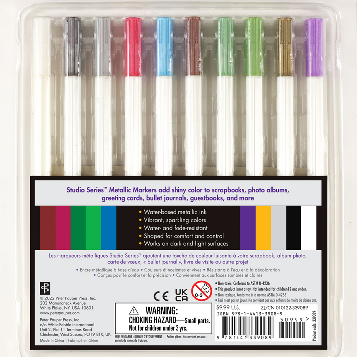 Peter Pauper Press Studio Series Metallic Markers, Set of 10, Packaging