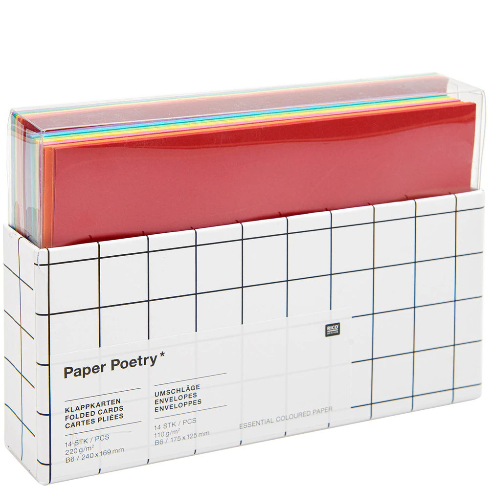 Rico Design Paper Poetry DIY Classic Rainbow Greeting Card Set – 14 Cards & Envelopes