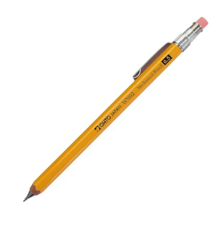 Mechanical pencil with eraser on a white background