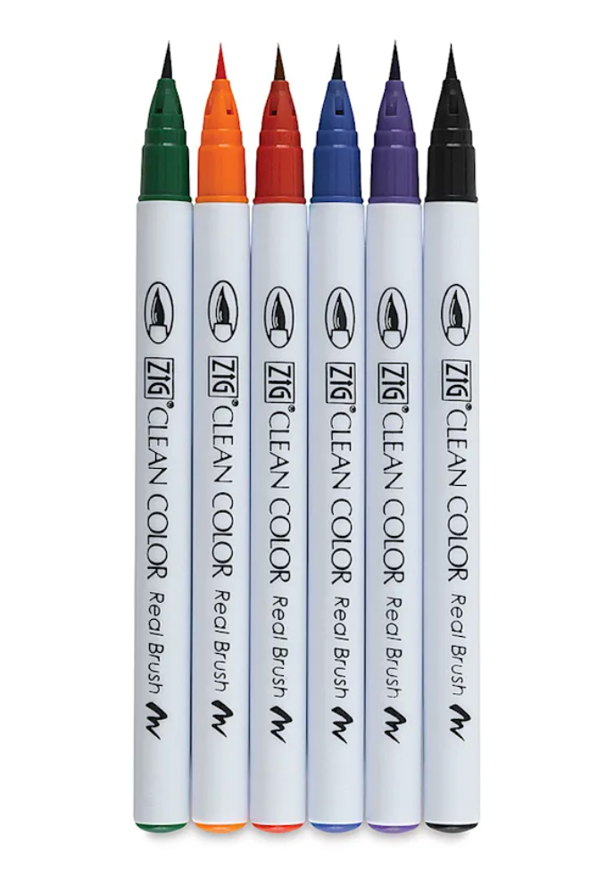 Clean Color Brush Marker Set (6 colors)