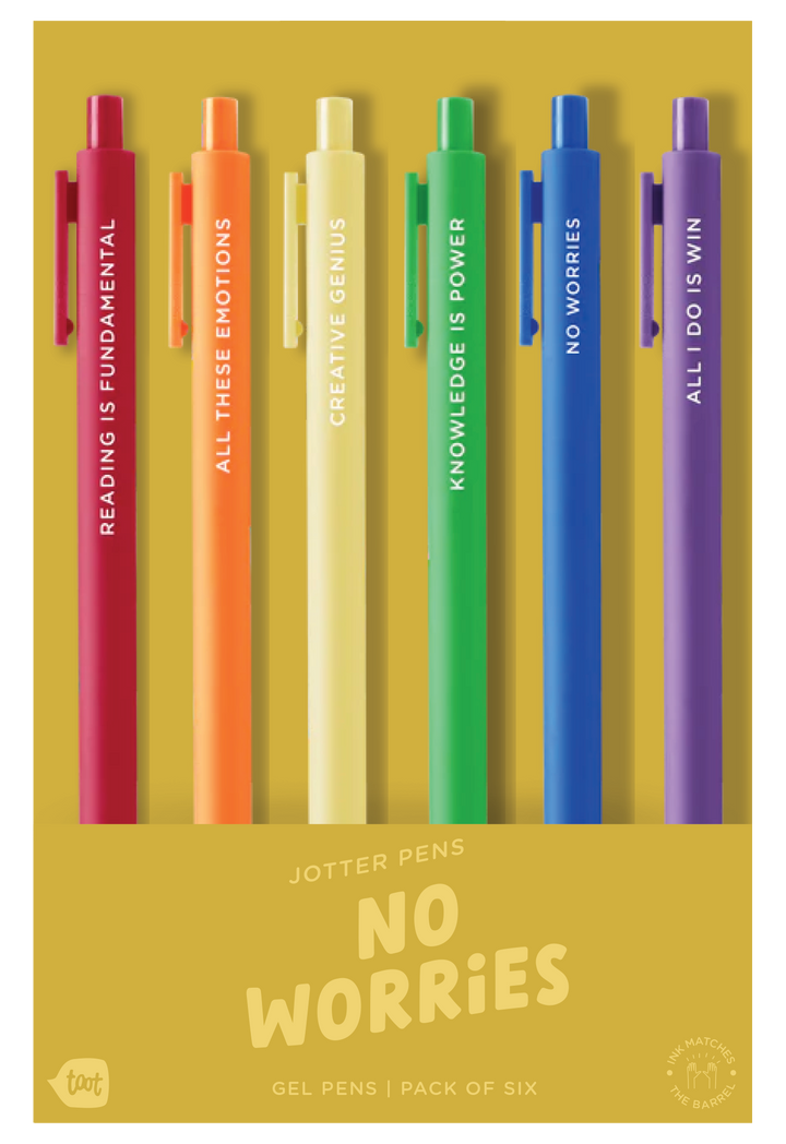 Talking Out of Turn Jotter Pens, Set of 6, No Worries