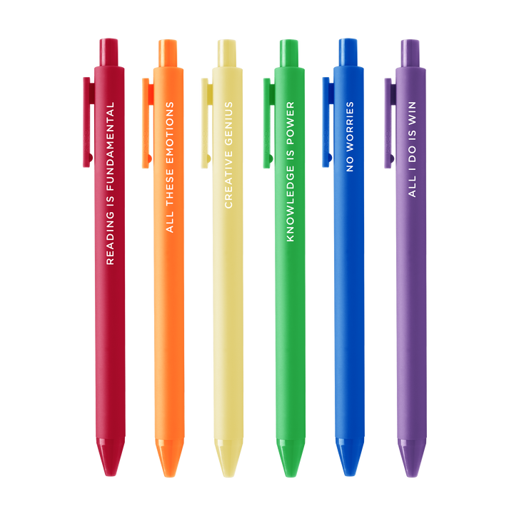 Talking Out of Turn Jotter Pens, Set of 6, No Worries, Detail