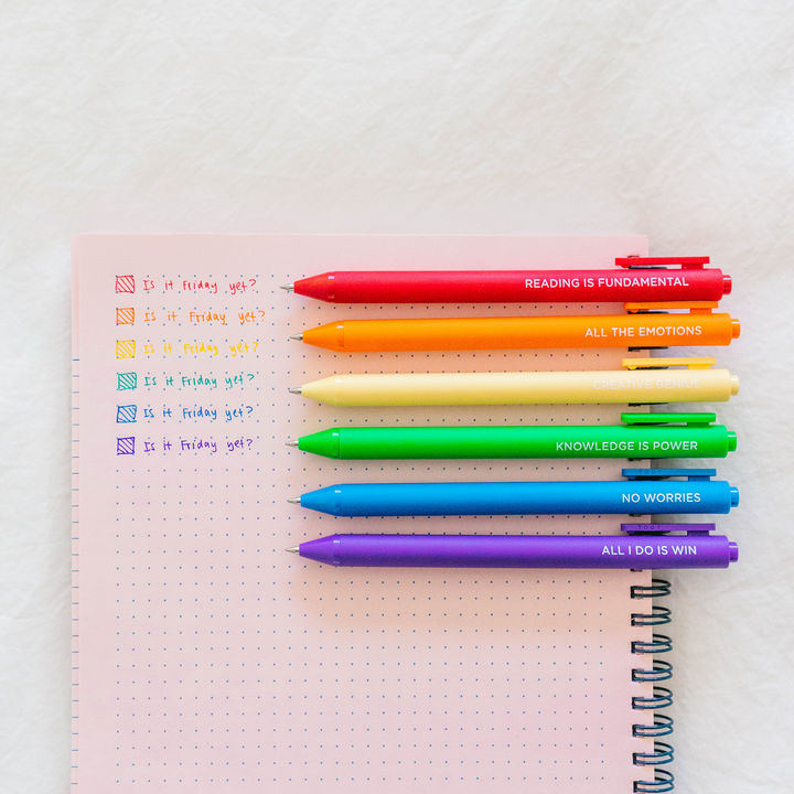 Talking Out of Turn Jotter Pens, Set of 6, No Worries, Detail 2