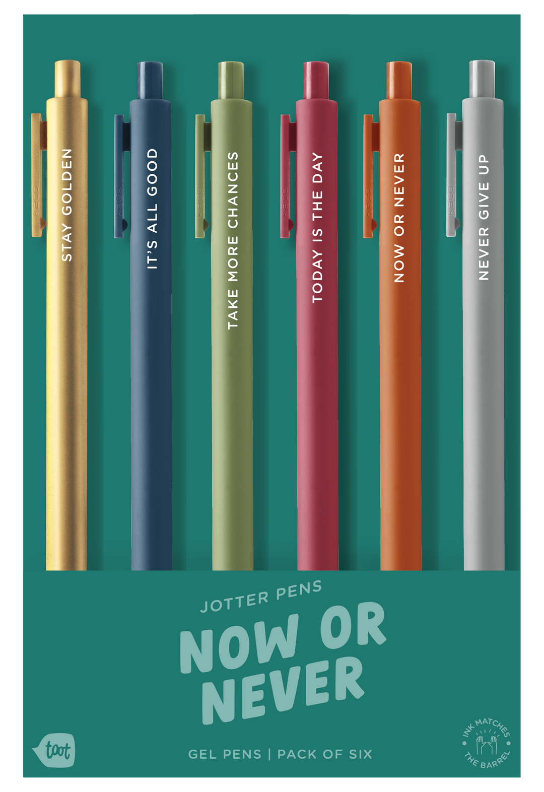 Talking Out of Turn Jotter Pens, Set of 6, Now or Never