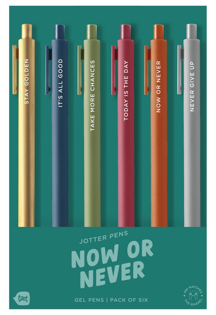 Talking Out of Turn Jotter Pens, Set of 6, Now or Never