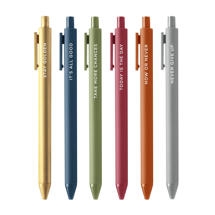 Talking Out of Turn Jotter Pens, Set of 6, Now or Never, Detail
