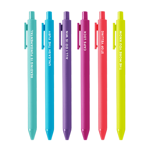 Talking Out of Turn Jotter Pens, Set of 6, Unleash the Fury, Detail