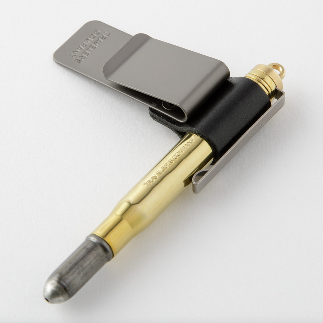 Traveler's Company Brass Ballpoint Pen & 016 Pen Holder, Black 