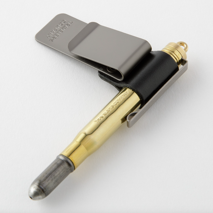 Traveler's Company Brass Ballpoint Pen & 016 Pen Holder, Black 