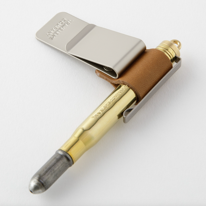 Traveler's Company Brass Ballpoint Pen & 016 Pen Holder, Camel 