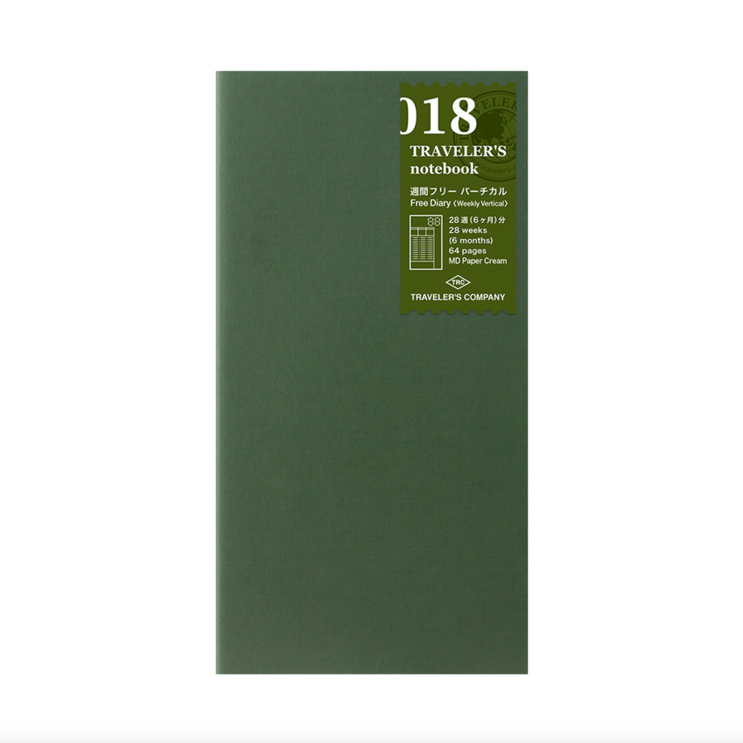 Traveler's Company Traveler's Notebook Regular Refills, 018 Free Diary Weekly Vertical