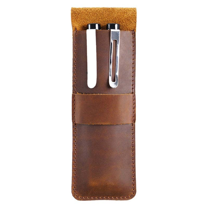 Wood Fountain Pens Leather Pen Holder, Brown, Detail