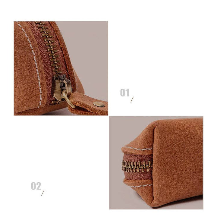 Wood Fountain Pens Paavo Leather Pen Case, Brown, Zipper Detail
