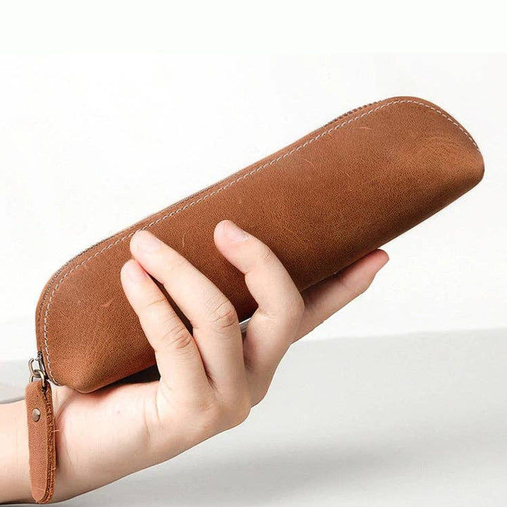 Wood Fountain Pens Paavo Leather Pen Case, Brown – Zipper, Full Grain Leather