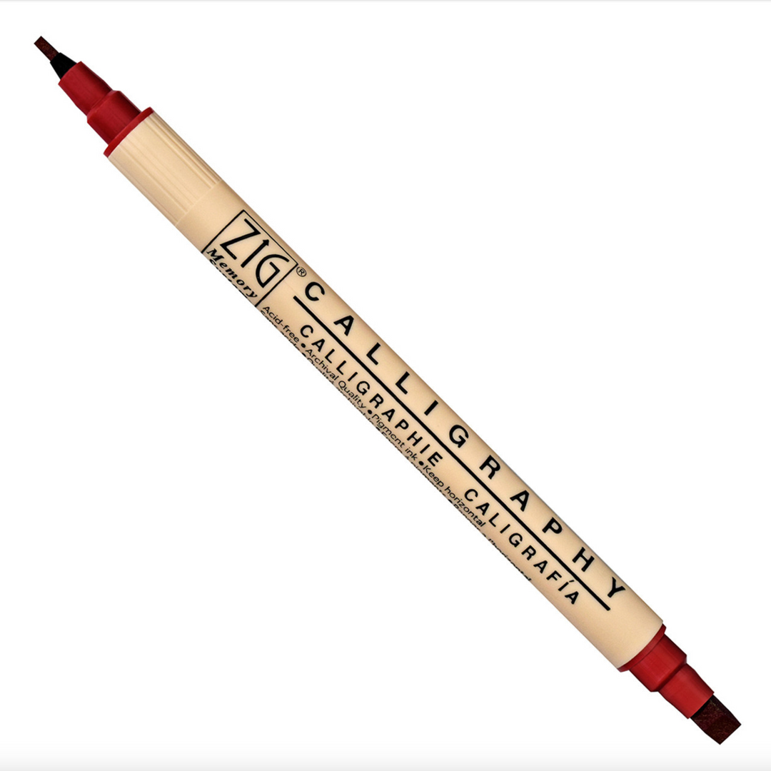 Zig Kuretake Double-Tipped Calligraphy Markers, Antique Burgundy