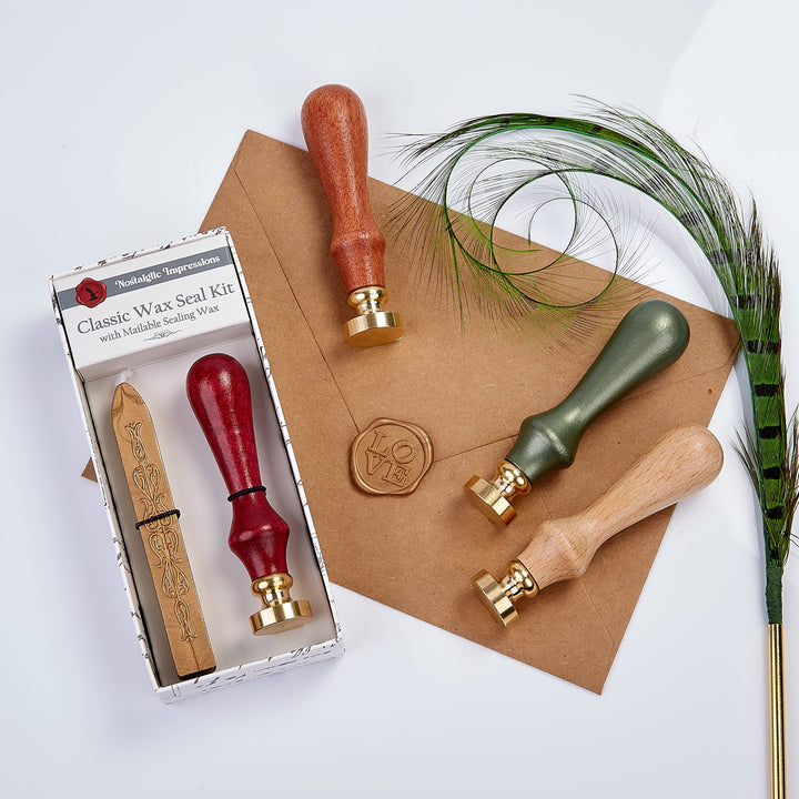 Wood Handled Wax Seal Stamp Kit