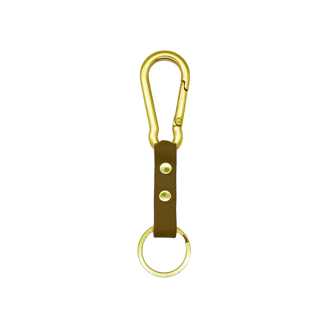 Tuxedo Carabiner / Solid Brass & Leather Clip Fob Keychain