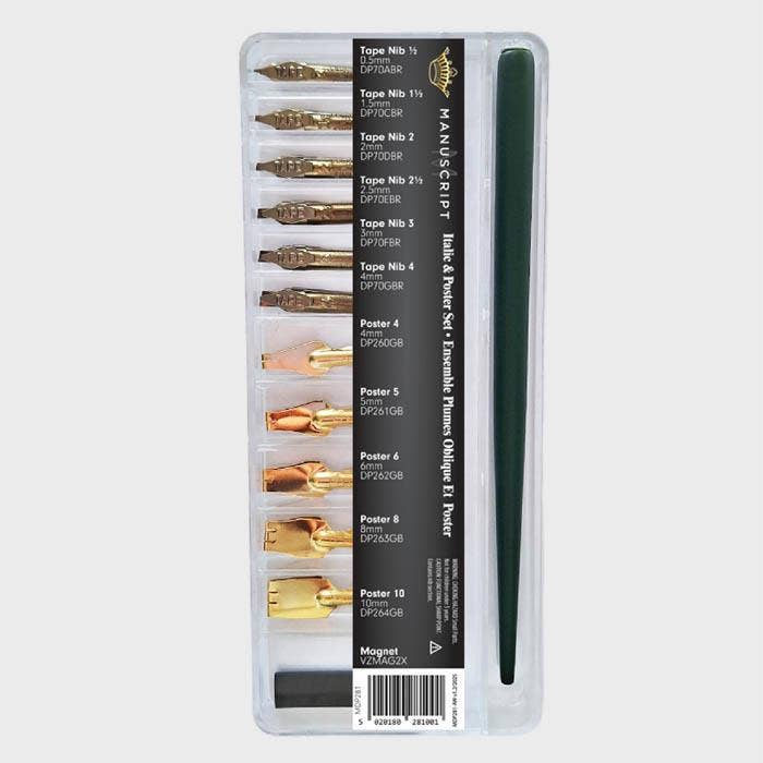 Dip Pen Italic & Poster Nib Set with Holder in Box