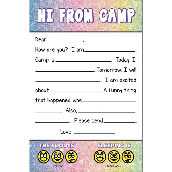 Hi from Camp! Fill in the Blank Stationery