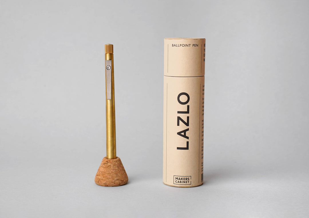 Lazlo Brass Pen with Cork Stand