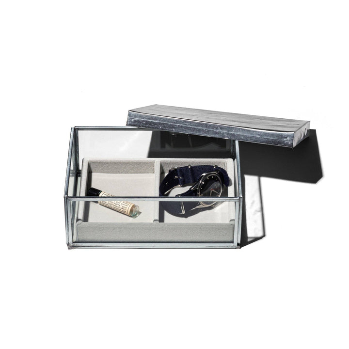 Glass Jewelry Box w/ Recycled Steel Lid