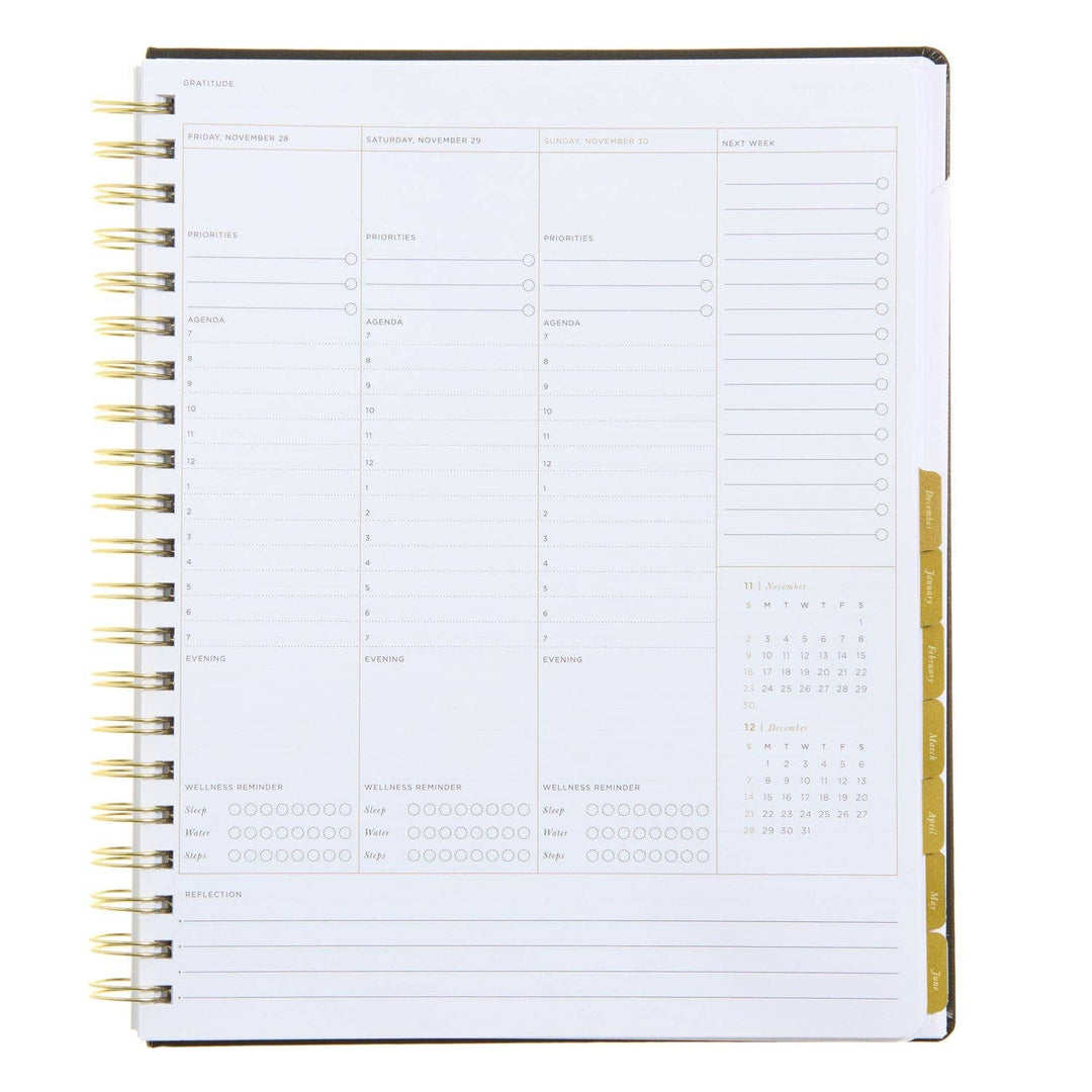 Spiral Black 2025-2026 Weekly Planner
