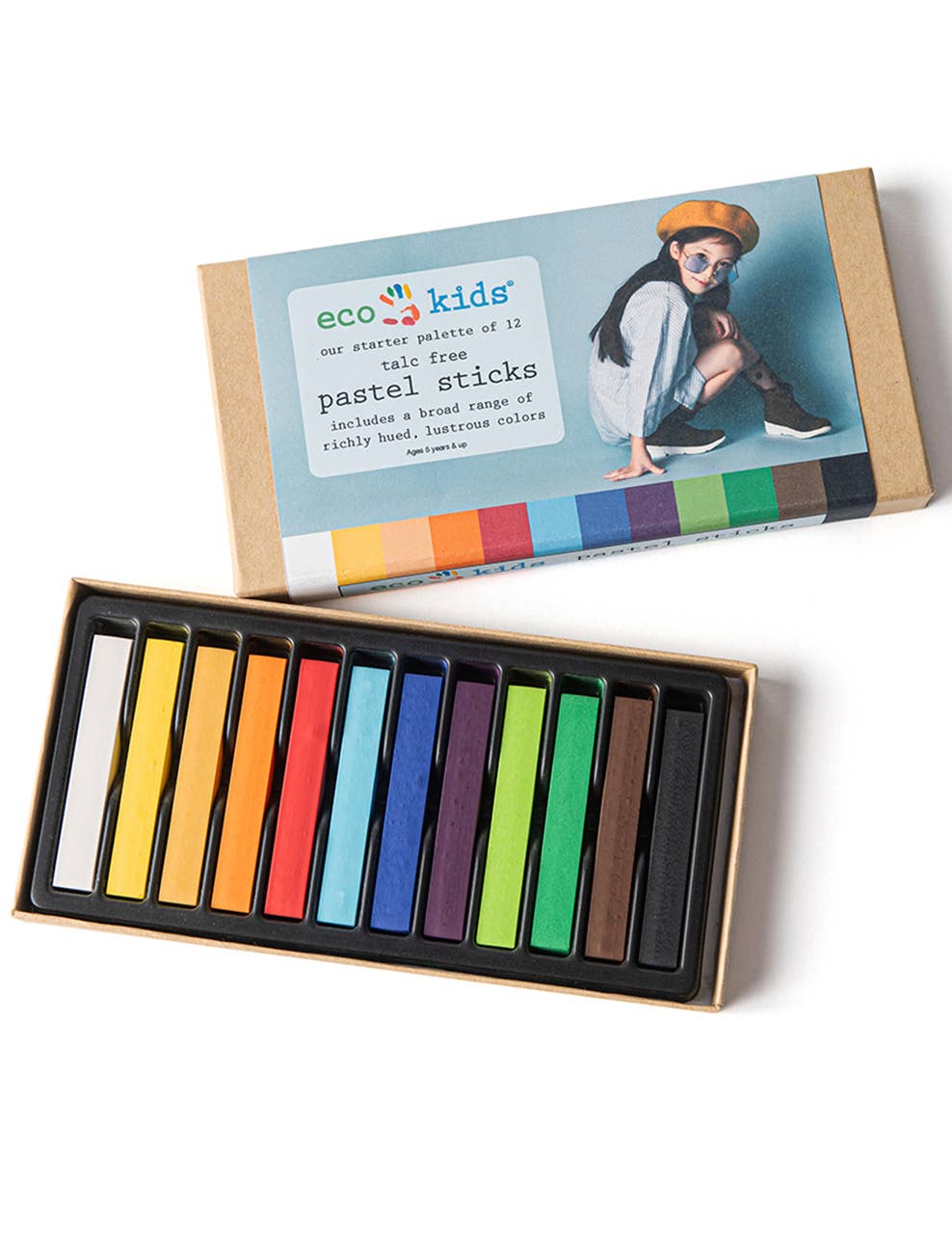 eco-kids Pastel Sticks – Starter Set of 12 Talc-Free Colors