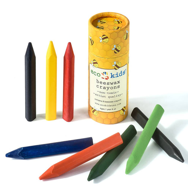 eco-kids Triangle-Shaped Beeswax Crayons - 8 Colors, Non-Toxic