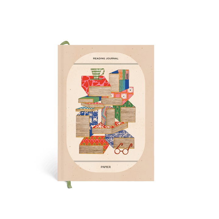 Reading Journal with colorful book illustration on a white background
