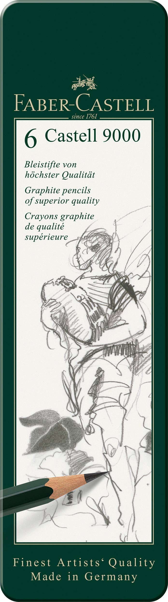 Castell 9000 Graphite Pencils for Drawing, Tin of 6