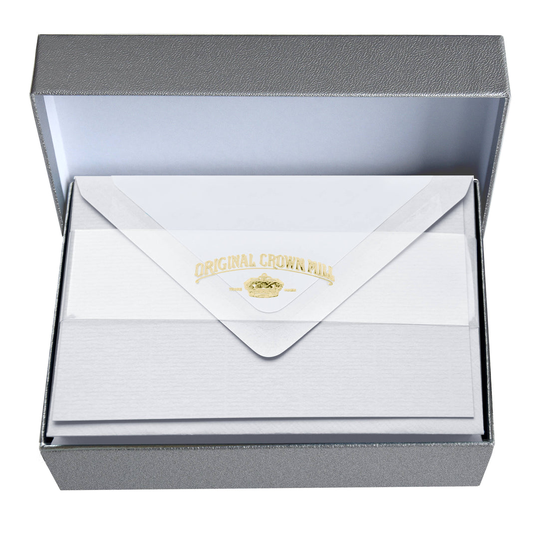 Classic Laid Note Cards in Silver Box